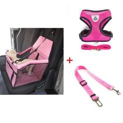 Seat Safety Non-slip Carrier, Harness & Leash Car Boosters Car bundle GlamorousDogs Pink S 