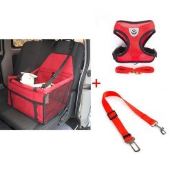 Seat Safety Non-slip Carrier, Harness & Leash Car Boosters Car bundle GlamorousDogs Red S 
