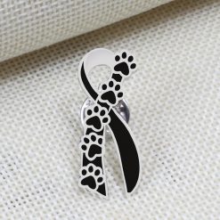 Stand Against Execution Of Dogs In Shelters No-Kill Brooch GlamorousDogs BLACK & SILVER