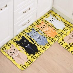 The Anti-Slip Kawai Cat Printed Mat Stunning Pets Yellow 40x60cm 