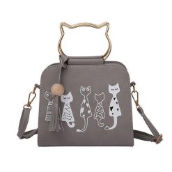 The Cat-shaped Handle Luxurious Bag Stunning Pets Gray 