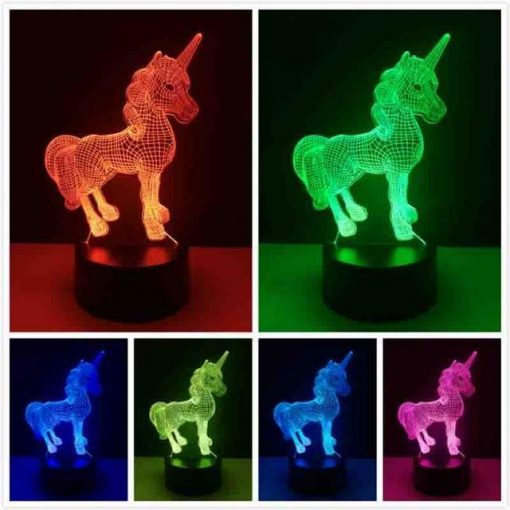 Unicorn 3d night light Stunning Pets unicorn 1 Touch 7 Colors