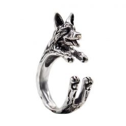 Vintage Fashionable Pet Ring for Women | Best Gift for Pet Lovers August Test GlamorousDogs Antique Silver Plated German Shepherd Resizable