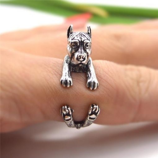 Vintage Fashionable Pet Ring for Women | Best Gift for Pet Lovers August Test GlamorousDogs Antique Silver Plated PitBull Resizable