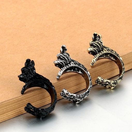 Vintage Fashionable Pet Ring for Women | Best Gift for Pet Lovers August Test GlamorousDogs Black Gun Plated Poodle Resizable