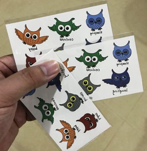 Waterproof Temporary Tattoo lovely cats Sticker Stunning Pets 3 pieces of owl